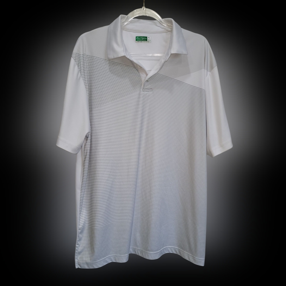 XL Ben Hogan Stripes Print Performance Relaxed Fit Polo Golf Shirt